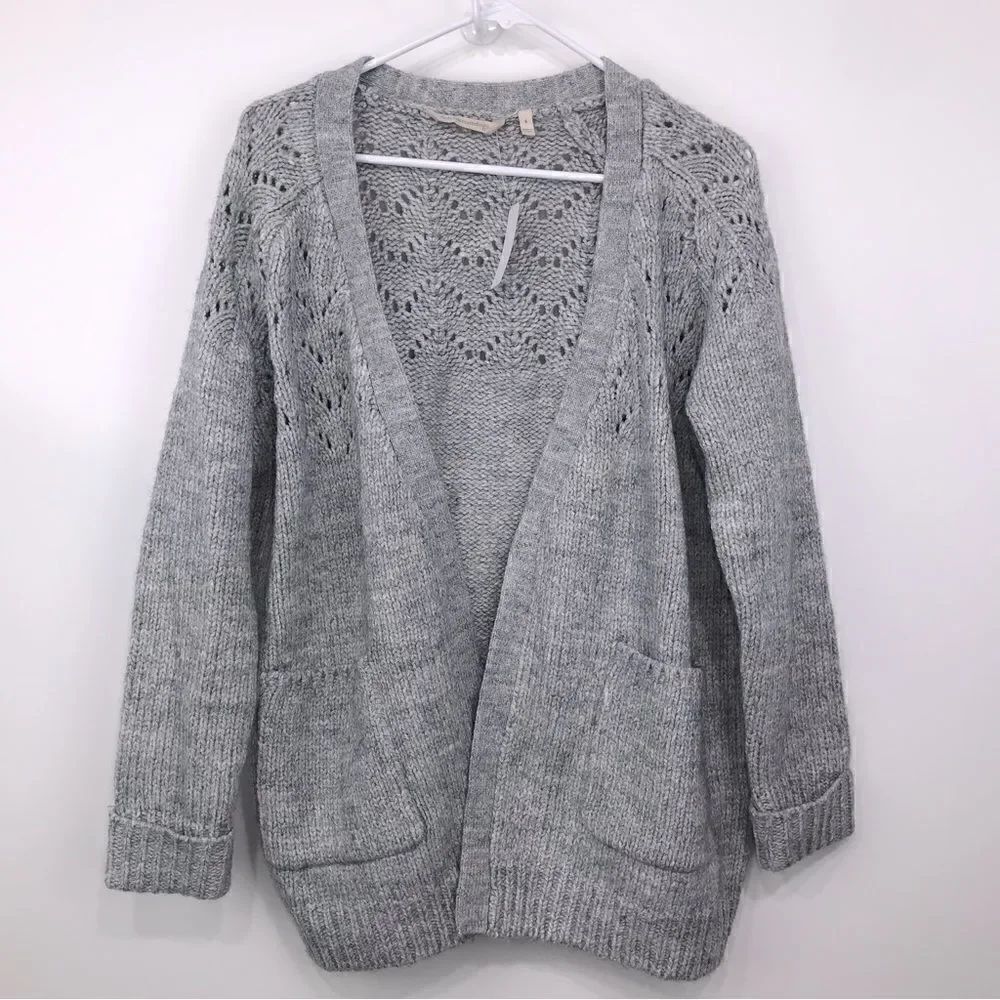 Soft Surroundings Thick Knit Open Front Gary Cardigan Sweater- NEW